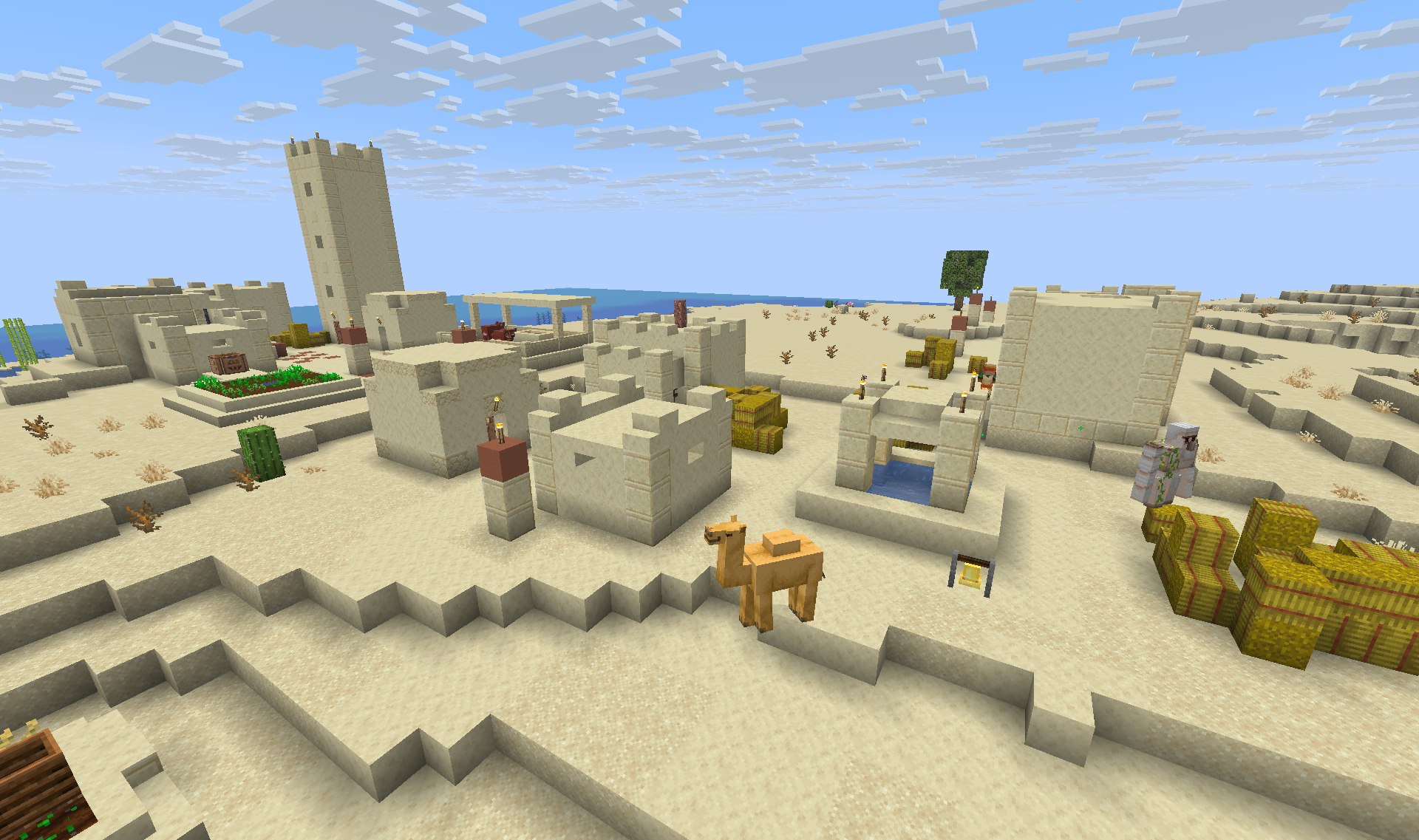 Minecraft desert Village - Settlement with houses and farms