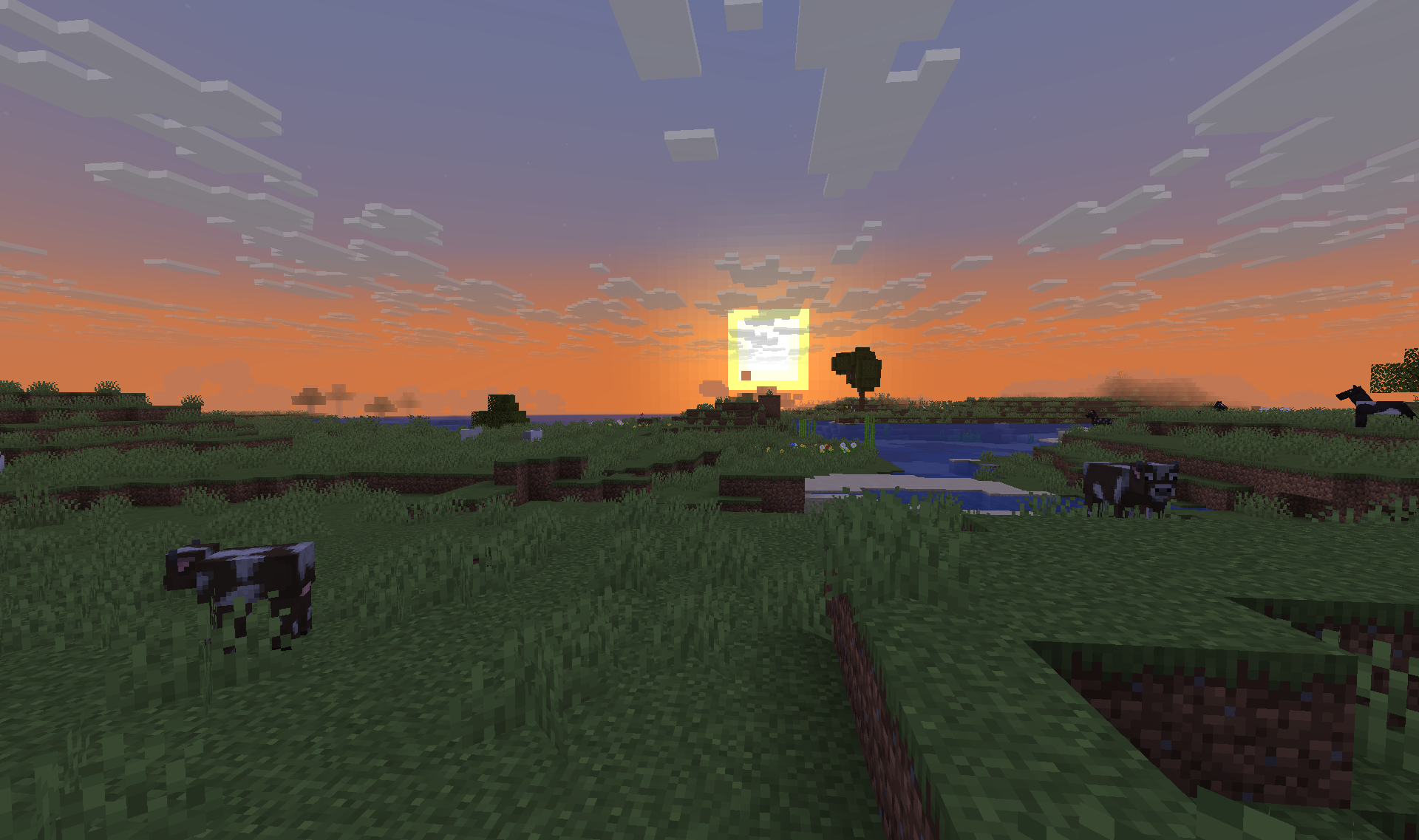 Plains Biome Sunset - Beautiful golden hour lighting